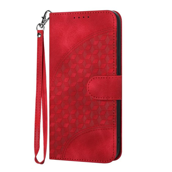 For iPhone 17 YX0060 Elephant Head Embossed Phone Leather Case with Lanyard(Red)