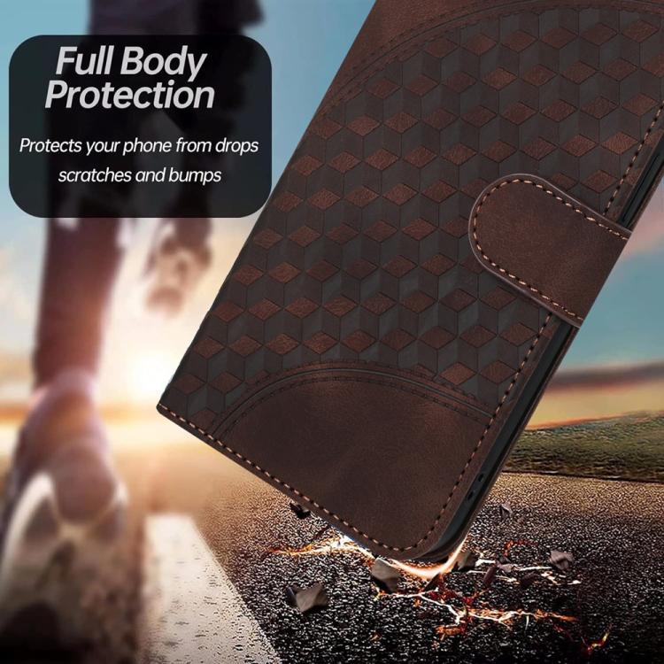 For iPhone 17 YX0060 Elephant Head Embossed Phone Leather Case with Lanyard(Coffee)