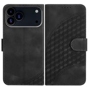 For iPhone 17 Pro Max YX0060 Elephant Head Embossed Phone Leather Case with Lanyard(Black)