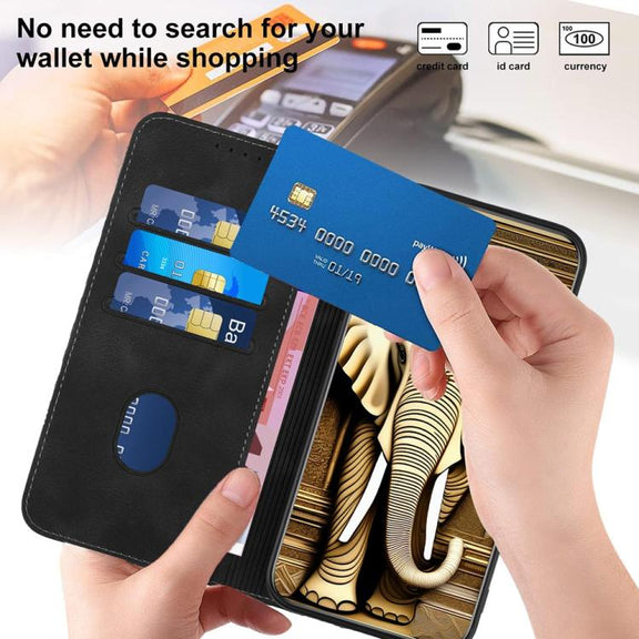 For iPhone 17 Pro Max YX0060 Elephant Head Embossed Phone Leather Case with Lanyard(Black)