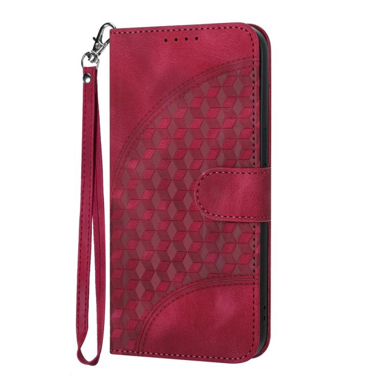 For iPhone 17 Pro Max YX0060 Elephant Head Embossed Phone Leather Case with Lanyard(Rose Red)