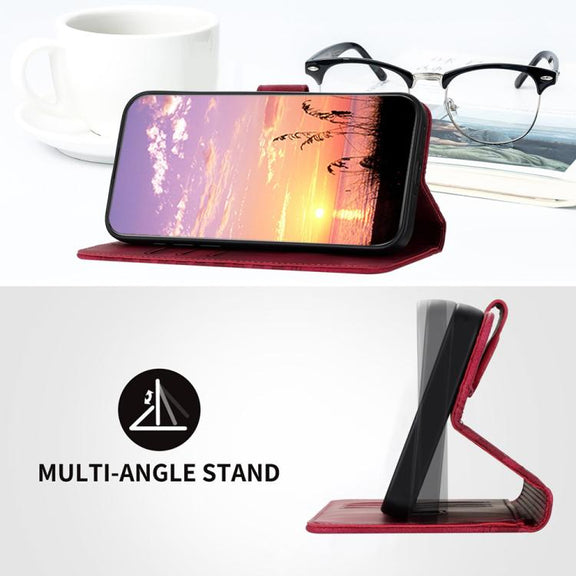 For iPhone 17 Pro Max YX0060 Elephant Head Embossed Phone Leather Case with Lanyard(Rose Red)