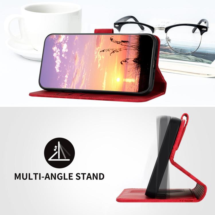 For iPhone 17 Pro Max YX0060 Elephant Head Embossed Phone Leather Case with Lanyard(Red)