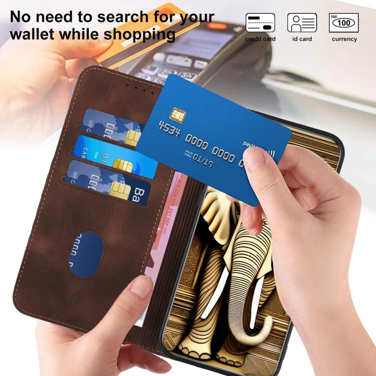 For iPhone 17 Pro Max YX0060 Elephant Head Embossed Phone Leather Case with Lanyard(Coffee)