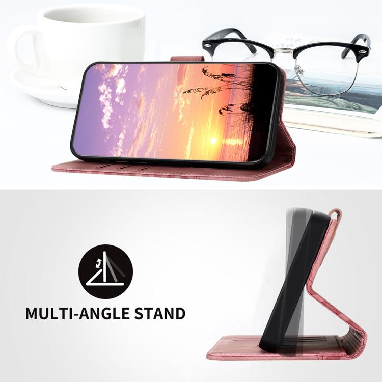 For iPhone 17 Pro YX0060 Elephant Head Embossed Phone Leather Case with Lanyard(Pink)