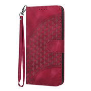 For iPhone 17 Pro YX0060 Elephant Head Embossed Phone Leather Case with Lanyard(Rose Red)