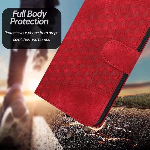For iPhone 17 Pro YX0060 Elephant Head Embossed Phone Leather Case with Lanyard(Red)