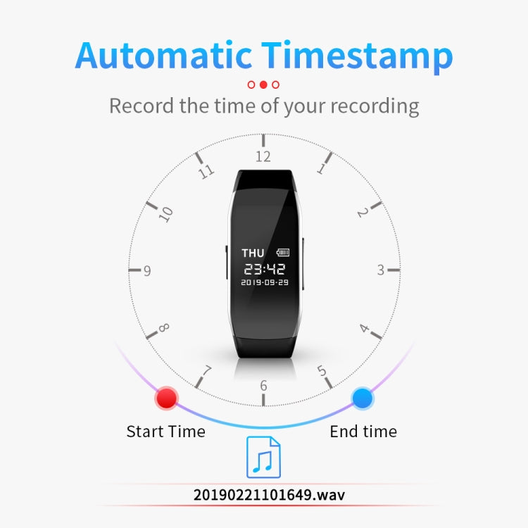 JNN D5 HD Noise Reduction Smart Recording Electronic Bracelet, Capacity:64GB