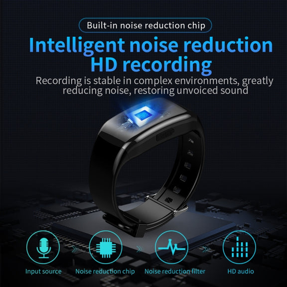 JNN D5 HD Noise Reduction Smart Recording Electronic Bracelet, Capacity:64GB