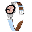 For Samsung Galaxy Watch6 / 6 Classic M Letter D-shaped Twill Leather Watch Band(Silver Blue) - Watch Bands by PMC TechLife | Online Shopping South Africa | PMC TechLife