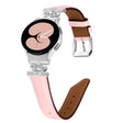 For Samsung Galaxy Watch6 / 6 Classic Crown D-shaped Twill Leather Watch Band(Silver Pink) - free shipping - PMC TechLife - Order now!