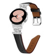 For Samsung Galaxy Watch6 / 6 Classic Crown D-shaped Twill Leather Watch Band(Silver Black) - free shipping - PMC TechLife - Order now!