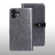 For Nothing Phone 2 idewei Crocodile Texture Leather Phone Case(Grey)