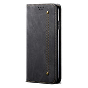 For Motorola Edge 50 Pro 5G Denim Texture Flip Leather Phone Case(Black)