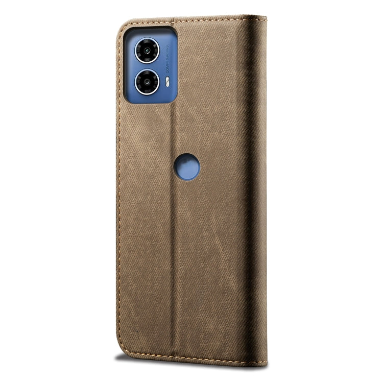 For Motorola Moto G04 / G24 Denim Texture Flip Leather Phone Case(Khaki)