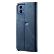 For Motorola Moto G34 Denim Texture Flip Leather Phone Case(Blue)