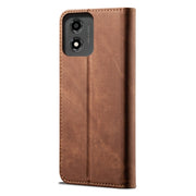 For Motorola Moto E14 Denim Texture Flip Leather Phone Case(Brown)