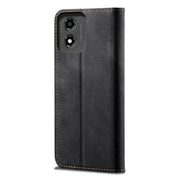 For Motorola Moto E14 Denim Texture Flip Leather Phone Case(Black)