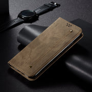 For Motorola Moto G85 Denim Texture Flip Leather Phone Case(Khaki)