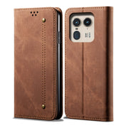 For Motorola Edge 50 Ultra Denim Texture Flip Leather Phone Case(Brown)