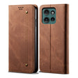 For Motorola Edge 50 5G Global Denim Texture Flip Leather Phone Case(Brown) - free shipping - PMC TechLife - Order now!