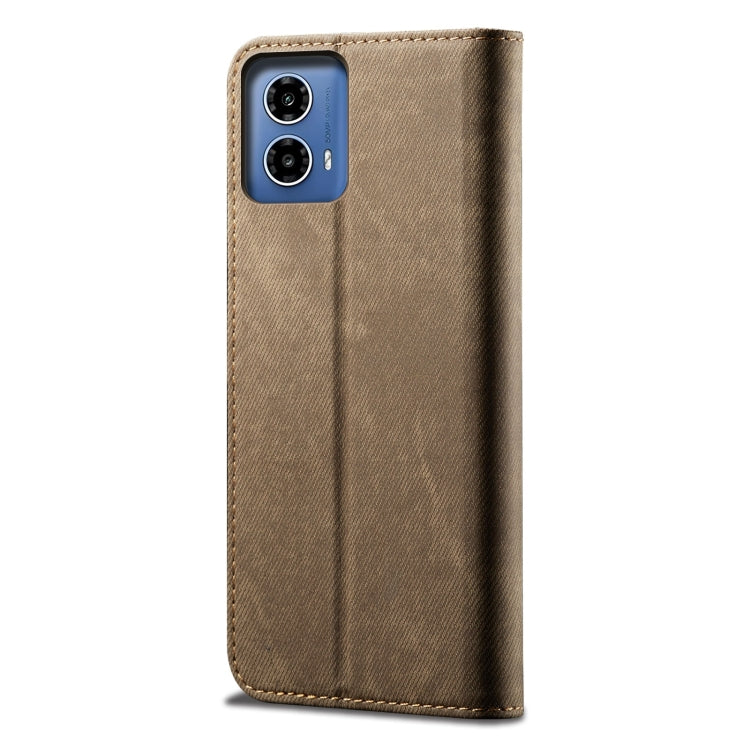 For Motorola Moto G34 5G / G45 5G Denim Texture Flip Leather Phone Case(Khaki)
