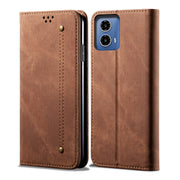 For Motorola Moto G34 5G / G45 5G Denim Texture Flip Leather Phone Case(Brown)