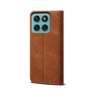 For Motorola Edge 60 Denim Texture Flip Leather Phone Case(Brown)