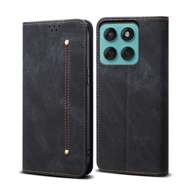 For Motorola Edge 60 Denim Texture Flip Leather Phone Case(Black)