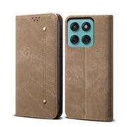 For Motorola Edge 60 Pro Denim Texture Flip Leather Phone Case(Khaki)