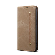 For Motorola Edge 60 Pro Denim Texture Flip Leather Phone Case(Khaki)