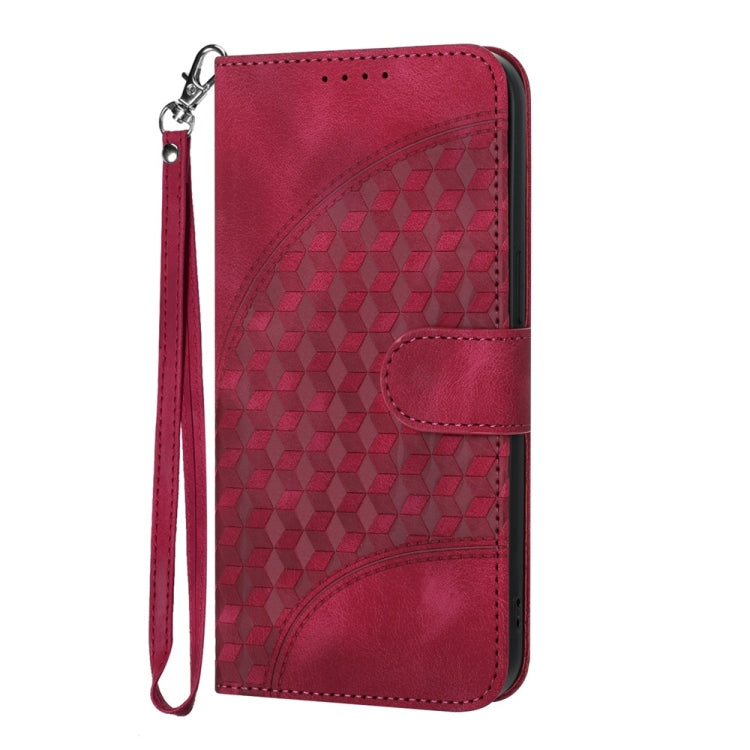 For Motorola Edge 5G 2024 YX0060 Elephant Head Embossed Phone Leather Case with Lanyard(Rose Red)