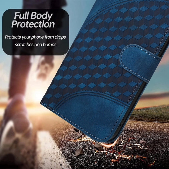 For Motorola Edge 5G 2024 YX0060 Elephant Head Embossed Phone Leather Case with Lanyard(Royal Blue)
