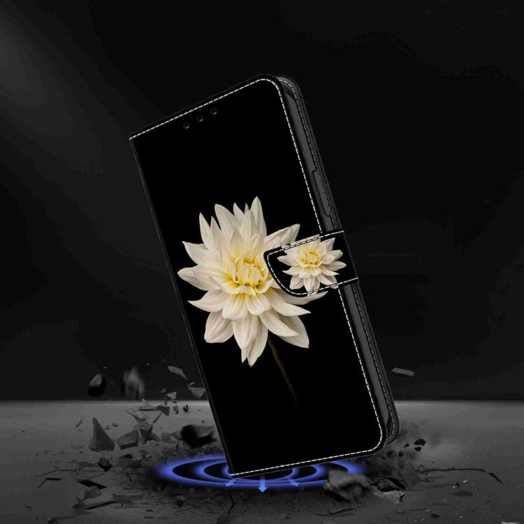 For Honor Magic5 Pro Crystal 3D Shockproof Protective Leather Phone Case(White Flower)