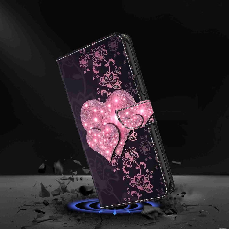 For Honor Magic5 Pro Crystal 3D Shockproof Protective Leather Phone Case(Lace Love)