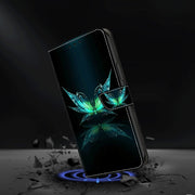 For Honor Magic6 Lite Crystal 3D Shockproof Protective Leather Phone Case(Reflection Dutterfly)