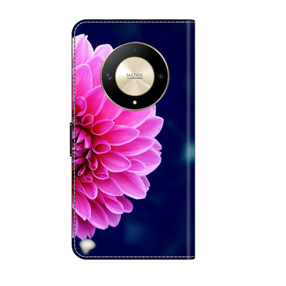 For Honor Magic6 Lite Crystal 3D Shockproof Protective Leather Phone Case(Pink Petals)