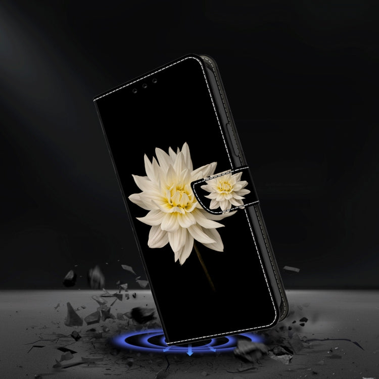 For Honor Magic6 Lite Crystal 3D Shockproof Protective Leather Phone Case(White Flower)