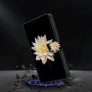 For Honor Magic6 Lite Crystal 3D Shockproof Protective Leather Phone Case(White Flower)