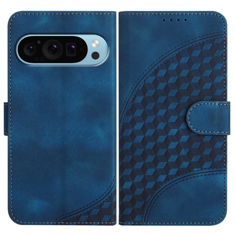 For Google Pixel 9 Pro YX0060 Elephant Head Embossed Phone Leather Case with Lanyard(Royal Blue)