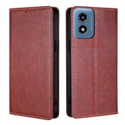 For Motorola Moto G Play 4G 2024 Gloss Oil Solid Color Magnetic Leather Phone Case(Brown)