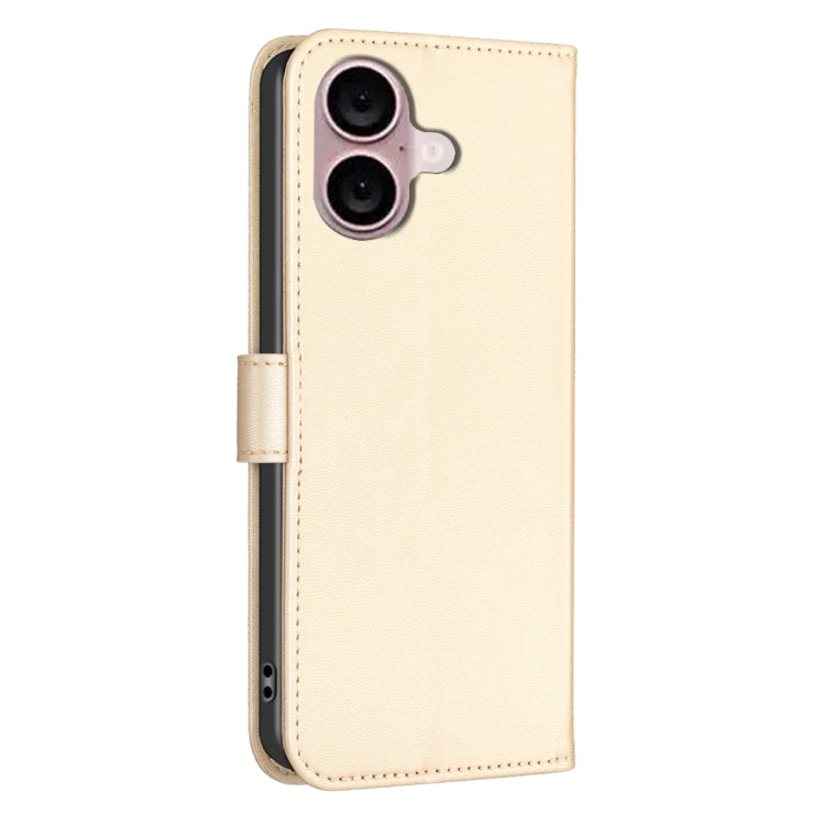 For iPhone 16 Plus Four-leaf Embossed Leather Phone Case(Gold)