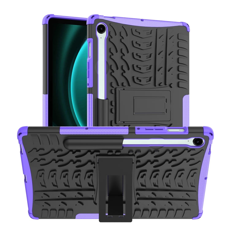 For Samsung Galaxy Tab S9 FE / S10 FE Tire Texture TPU + PC Tablet Case with Holder(Purple)