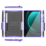 For Samsung Galaxy Tab S9 FE / S10 FE Tire Texture TPU + PC Tablet Case with Holder(Purple)