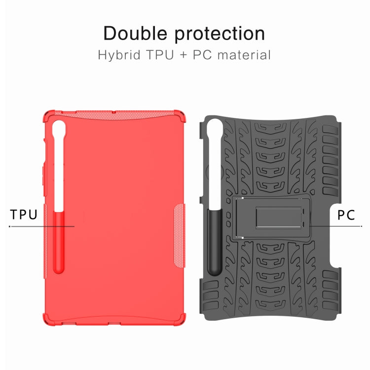 For Samsung Galaxy Tab S9 FE / S10 FE Tire Texture TPU + PC Tablet Case with Holder(Purple)