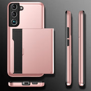 For Samsung Galaxy S24+ 5G Shockproof Armor Phone Case with Card Slot(Gold)