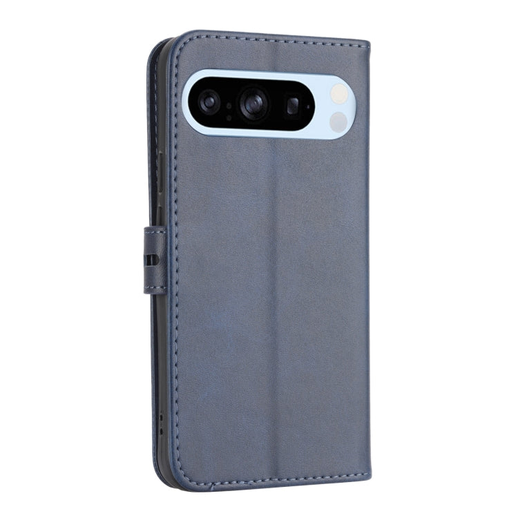 For Google Pixel 9 Pro Embossed Happy Cat Pattern Flip Leather Phone Case(Blue)