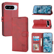 For Google Pixel 9 Embossed Happy Cat Pattern Flip Leather Phone Case(Red) - Google Cases by PMC TechLife | Online Shopping South Africa | PMC TechLife | Buy Now Pay Later Mobicred