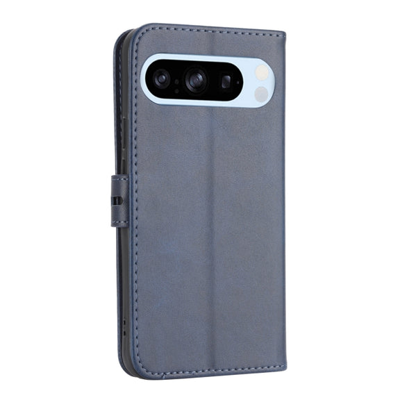 For Google Pixel 9 Embossed Happy Cat Pattern Flip Leather Phone Case(Blue)