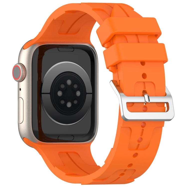 For Apple Watch SE 2023 40mm H Texture Silicone Ladder Buckle Watch Band(Orange)
